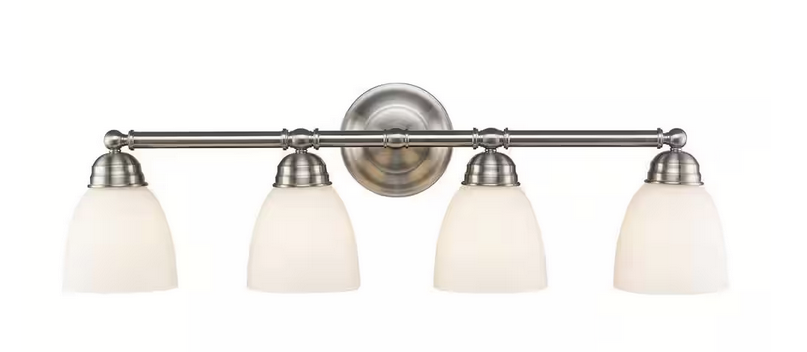 Ardmore 20 in. 4-Light Brushed Nickel Bathroom Vanity Light Fixture with Frosted Glass Shades