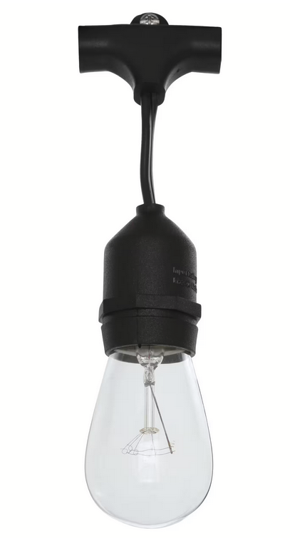 12-Light 24 ft. Black Indoor/Outdoor Commercial Incandescent Edison String Light