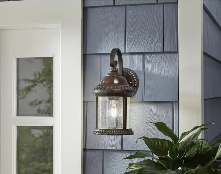 Cambridge 12.75 in. Bronze Motion Sensing Outdoor Wall Light Coach Sconce with No Bulbs Included