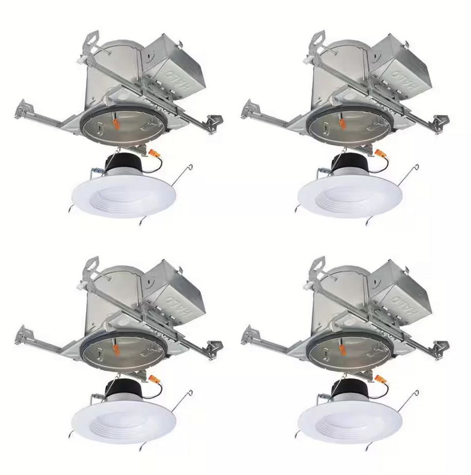 HALO - LT 6 in. Adjustable CCT Canless IC Rated Dimmable Indoor, Outdoor Integrated LED Recessed Light Kit (4-Pack)