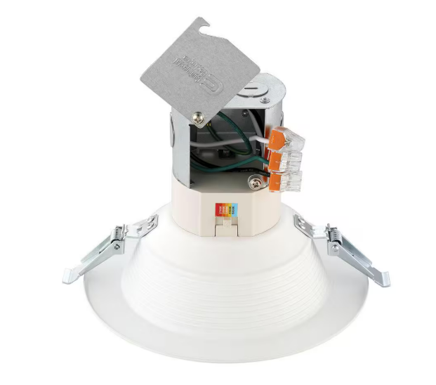 Commercial Electric- Easy-Up 6 in. White Baffle Integrated LED Recessed Kit with Selectable CCT (2700K-5000K), (No Can Needed)