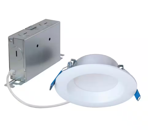 HALO- LTDM Series 4 in. Adjustable CCT Canless IC Rated Dimmable Indoor, Outdoor Integrated LED Recessed Light Trim