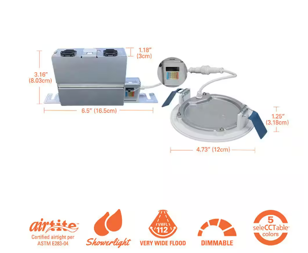 HALO- HLB 4 in. Adjustable CCT Canless IC Rated Dimmable Indoor, Outdoor Integrated LED Recessed Light Kit