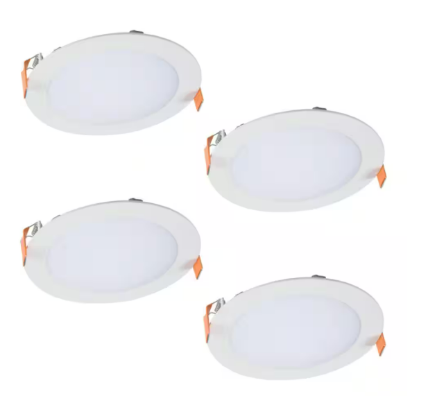 HALO- HLB 6 in. Adjustable CCT Canless IC Rated Dimmable Indoor, Outdoor Integrated LED Recessed Light Kit (4-Pack)