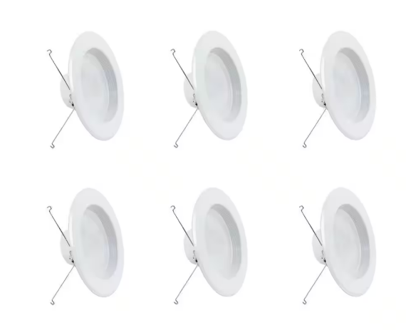 Feit Electric- 5/6 in. Integrated LED White Retrofit Recessed Light Baffle Trim Dimmable CEC Title 24 Downlight Soft White 2700K 5-Pack 497