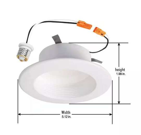 HALO- RL4 4 in. Adjustable CCT Canless IC Rated Dimmable Indoor, Outdoor Integrated LED Recessed Light Trim