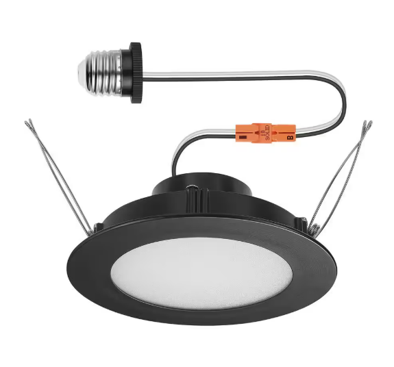 Commercial Electric- Ultra-Slim 6 in. Retro Fit Color Selectable Recessed Integrated LED Black