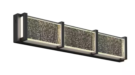 Subway 27 in. 3-Light Matte Black Modern Integrated LED Vanity Light Bar for Bathroom with Bubble Glass