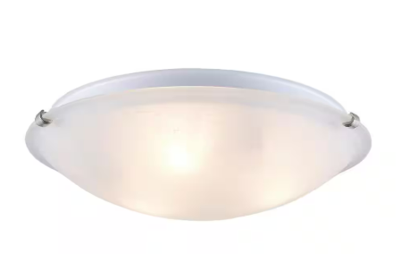 Constellation 16 in. 3-Light Brushed Nickel Flush Mount Ceiling Light Fixture with Frosted Linen Texture Glass Shade