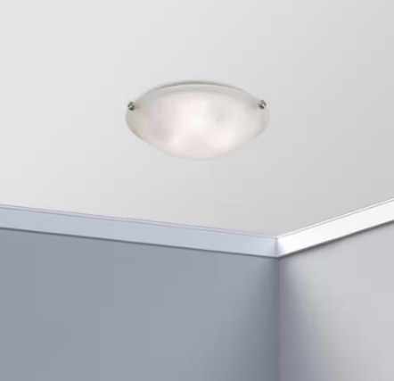 Constellation 16 in. 3-Light Brushed Nickel Flush Mount Ceiling Light Fixture with Frosted Linen Texture Glass Shade