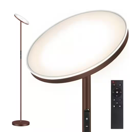 71 in. Bronze Industrial Dimmable LED Torchiere Floor Lamp with Adjustable Head and Color Temperature Control