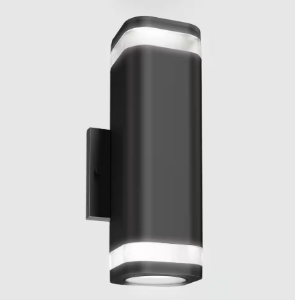 Stark Black Modern Smart Dusk to Dawn Integrated LED Exterior Hardwired Garage Porch-Light Lantern Sconce