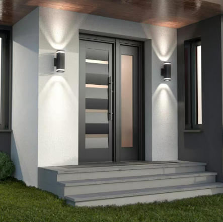 Stark Black Modern Smart Dusk to Dawn Integrated LED Exterior Hardwired Garage Porch-Light Lantern Sconce