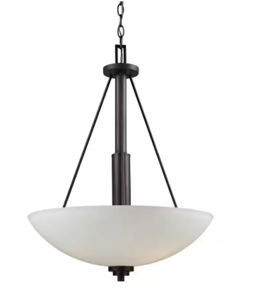 Mod Pod 20 in. 3-Light Oil Rubbed Bronze Hanging Pendant Light Fixture with Frosted Glass Shade