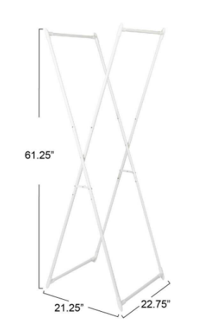 White 61.18 in. x 21.26 in. x 22.82 in. Metal Free Standing Valet Folding x-Frame Drying Rack