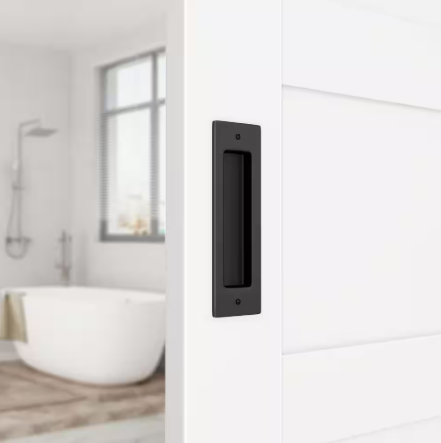 6-1/2 in. L Black Recessed Sliding Door Pull Handle with Mounting Screws Brushed Finish Rectangular Flush Pull Handle