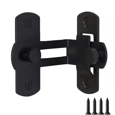 90-Degree Black Barn Door Lock Heavy-Duty Gate Latch Buckle Door Flip Latch Lock