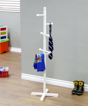 8-Hook Kid's Coat Rack in White