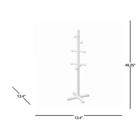 8-Hook Kid's Coat Rack in White