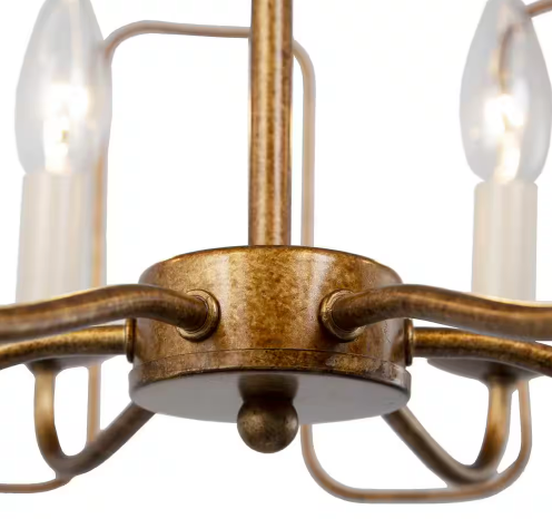 Antique Gold Dining Room Chandelier, 6-Light Modern Farmhouse Bedroom Ceiling Chandelier Light Fixture (Uolfin)