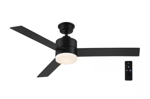 Madison 52 in. Indoor Matte Black Ceiling Fan with Adjustable White Integrated LED with Remote Included