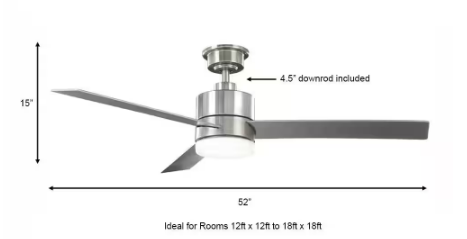 Madison 52 in. Indoor Matte Black Ceiling Fan with Adjustable White Integrated LED with Remote Included