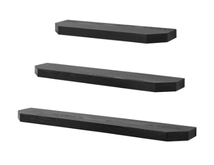 1.6 in H x 36 in. W x 7 in. D Black Wood Floating Wall Shelf (Set of 3)