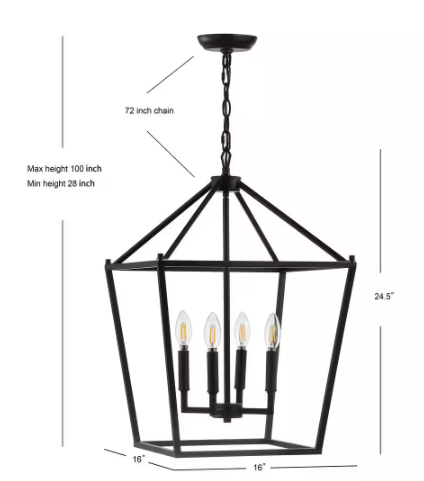 Pagoda 16 in. 4-Bulb Oil Rubbed Bronze Lantern Metal LED Pendant