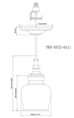 Instant Pendant 1-Light Brushed Bronze Recessed Light Conversion Kit with Mercury Glass Shade