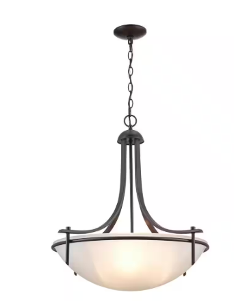Vitalian 25.75 in. 3-Light Oil Rubbed Bronze Pendant Light Fixture with Frosted Glass Shade
