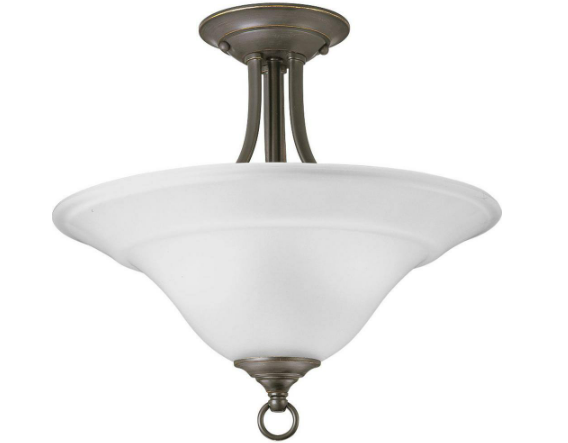 Trinity Antique Bronze 2-Light Semi-Flush Mount