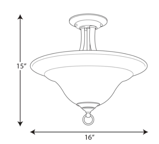 Trinity Antique Bronze 2-Light Semi-Flush Mount