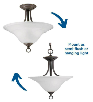 Trinity Antique Bronze 2-Light Semi-Flush Mount