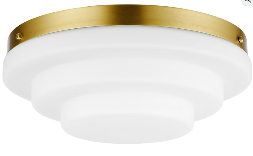 Globe Electric 66000081 2-Light Flush Mount Ceiling Light, Matte Brass, Tiered Milk Glass Shade, E12 Base Sockets, Light Fixture, Home Improvement, Bedroom Lights for Ceiling, Dining Light Fixture