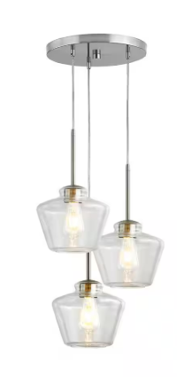 Midtown 3-Lights Brushed Nickel Pendant Light with Clear Glass Shades