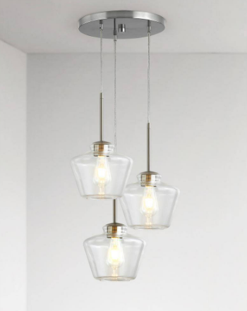 Midtown 3-Lights Brushed Nickel Pendant Light with Clear Glass Shades