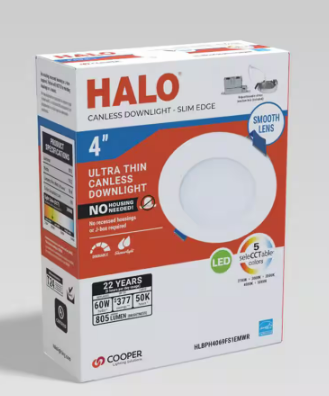 HALO- HLBPH 4 in. Selectable CCT New Construction Canless Recessed Downlight w/Remote Driver/Junction Box Integrated LED Kit