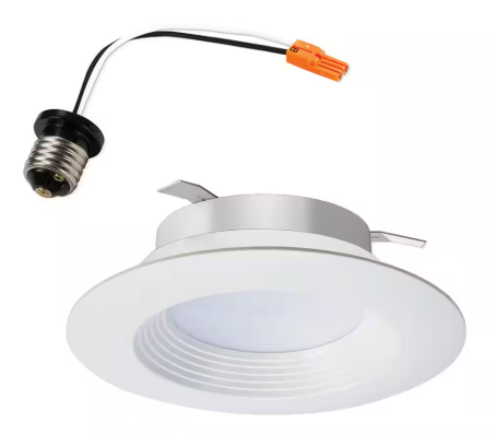 HALO- 4 in. White 5000K Integrated LED Recessed Ceiling Light Retrofit Trim at Daylight 90 CRI Title 20 Compliant