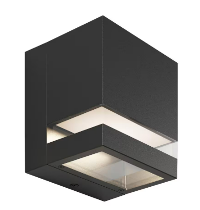 Valor Black Modern Square Integrated LED Exterior Hardwired Garage and Porch-Light Lantern Sconce