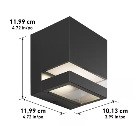 Valor Black Modern Square Integrated LED Exterior Hardwired Garage and Porch-Light Lantern Sconce