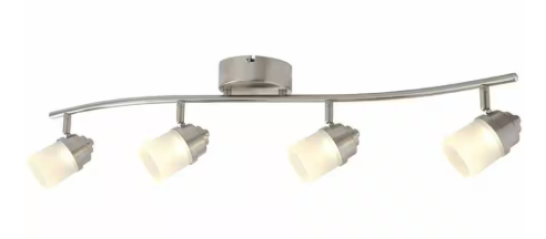 2.6 ft. 4-Light Brushed Nickel Integrated LED Fixed Track Lighting Kit