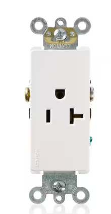 Leviton- Decora Plus 20 Amp 125 V Single Outlet/Receptacle, White (1-Pack) 16341-W