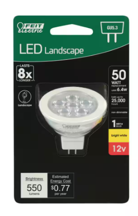 50-Watt Equivalent MR16 GU5.3 Bi-Pin CEC 12-Volt Landscape Garden LED Light Bulb, Bright White