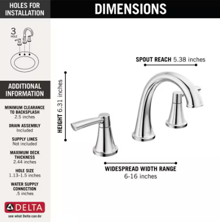 Casara 8 in. Widespread Double Handle Bathroom Faucet in Polished Chrome