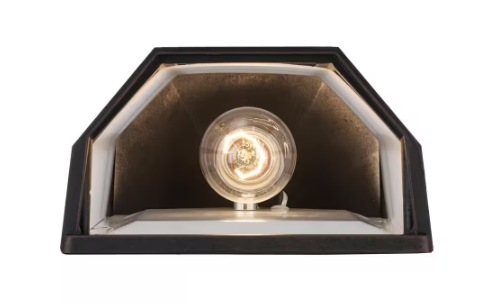 Andrews 1-Light Rust Outdoor Pocket Wall Light Fixture with Frosted Acrylic Shade