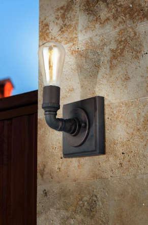 Wymer 4.61 in. W x 5.63 in. H 1-Light Matte Bronze Industrial Wall Sconce with Open Bulb