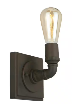 Wymer 4.61 in. W x 5.63 in. H 1-Light Matte Bronze Industrial Wall Sconce with Open Bulb