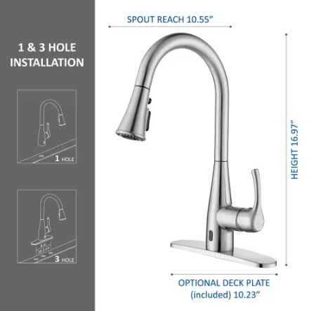 Marcie Single-Handle Integrated Pull Down Touchless Kitchen Faucet in Stainless Steel