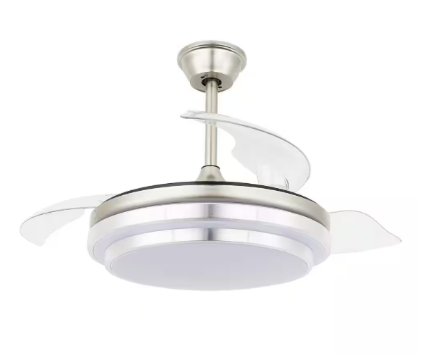 42 in. Indoor Brushed Nickel Retractable Ceiling Fan with LED Light and Remote, 6-Speed Reversible Ceiling Fans