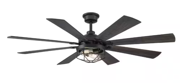 Southbourne 60 in. LED Indoor Matte Black Ceiling Fan with Light and Remote Control Included